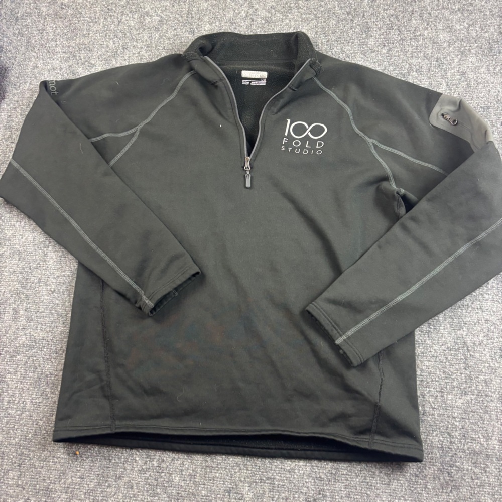 MARMOT Men’s Black 1/4 Zip Fleece Pullover “100 Fold Studio” embroidered - Large